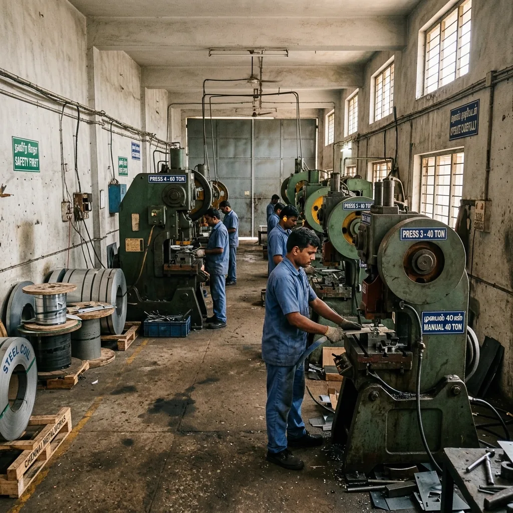 Precision metal stamping factory press shop floor